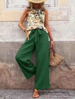 Printed Tank Top and Wide Leg Pants Set - tif-shop24.de