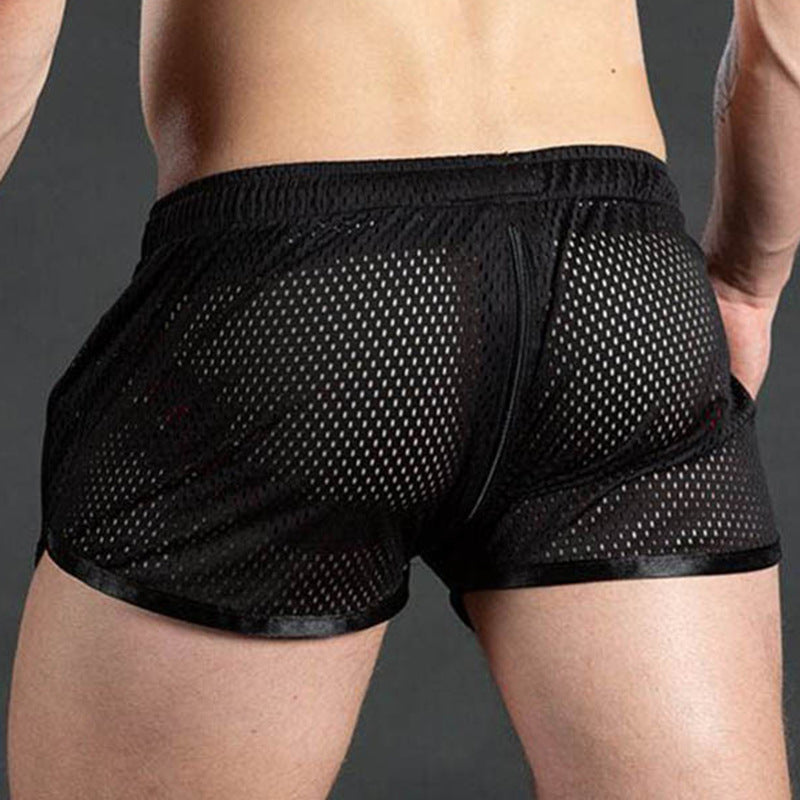 Fitness Fashion Mesh Muscle Training Shorts Men Quick-Dry Breathable Lightweight 3/4 Pants Beach Summer Style