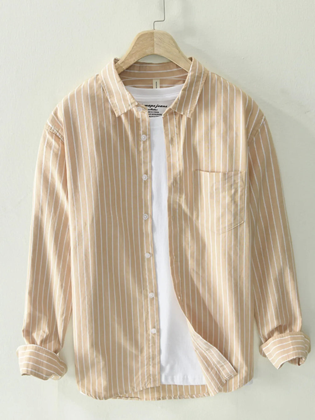 Men's Plus Size Striped Button Up Long Sleeve Shirt - tif-shop24.de