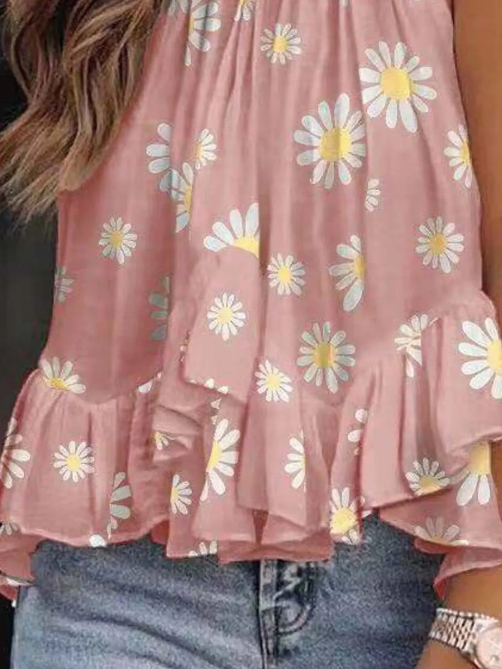 Ruffled Printed Halter Neck Cami Top - tif-shop24.de