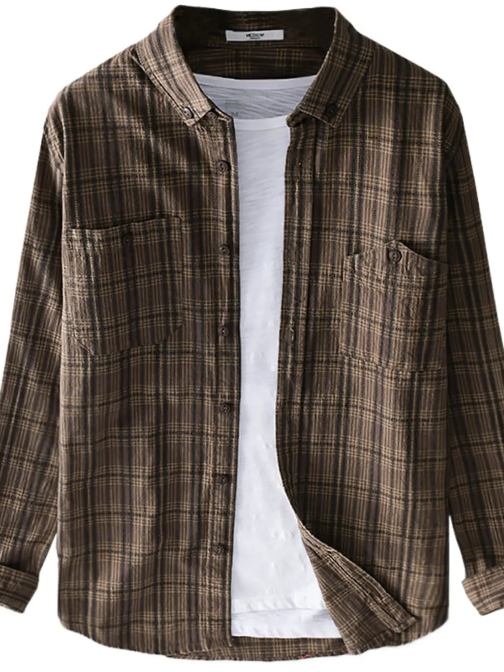 Men's Plus Size Button Up Long Sleeve Plaid Shirt - tif-shop24.de