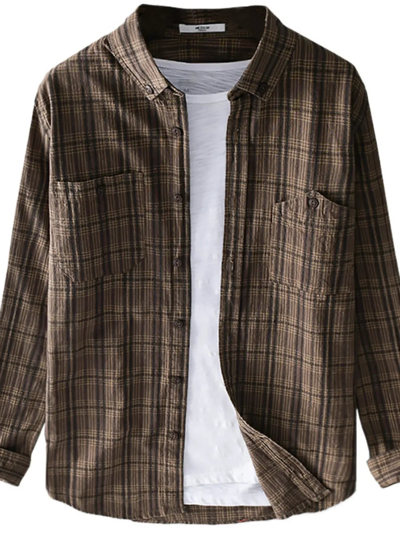 Men's Plus Size Button Up Long Sleeve Plaid Shirt - tif-shop24.de