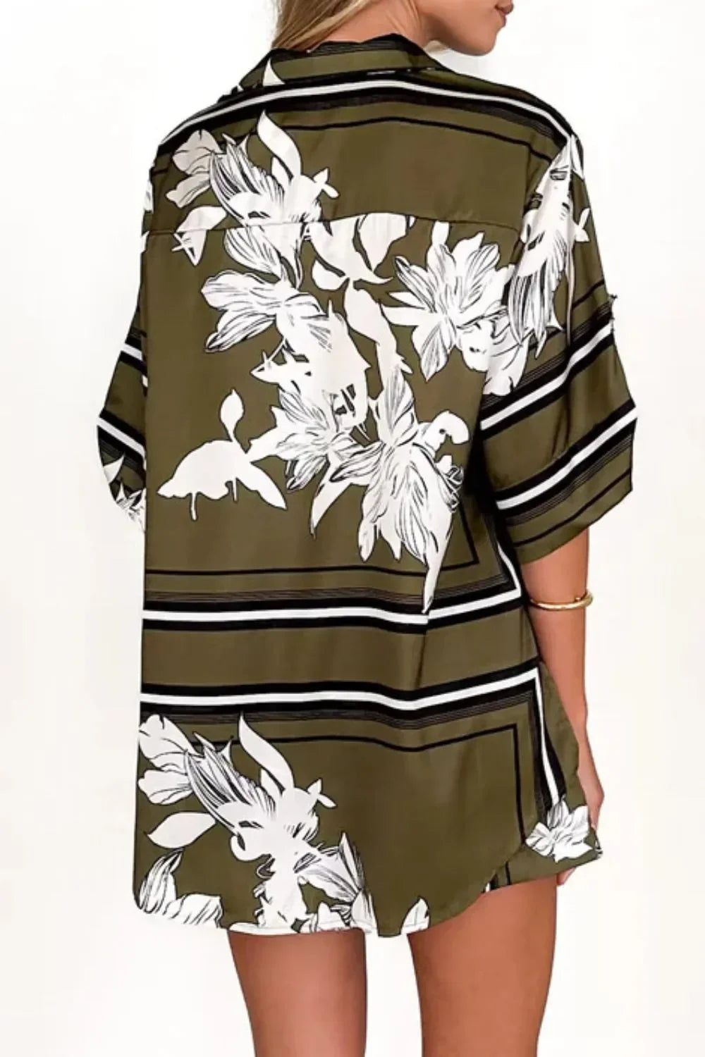 Printed Collared Neck Top and Shorts Set - tif-shop24.de