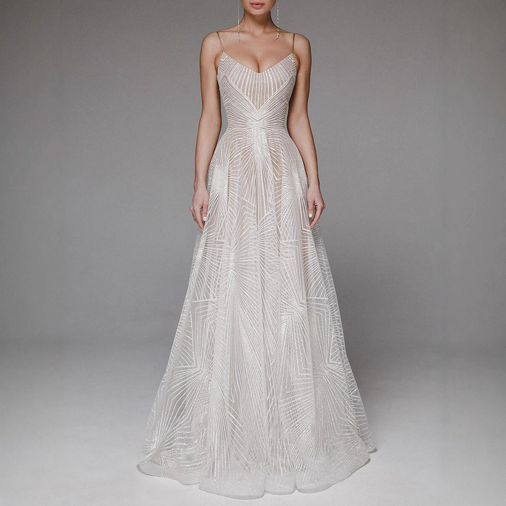 Sexy Strapless Embroidered Sleeveless Dress Evening Gown