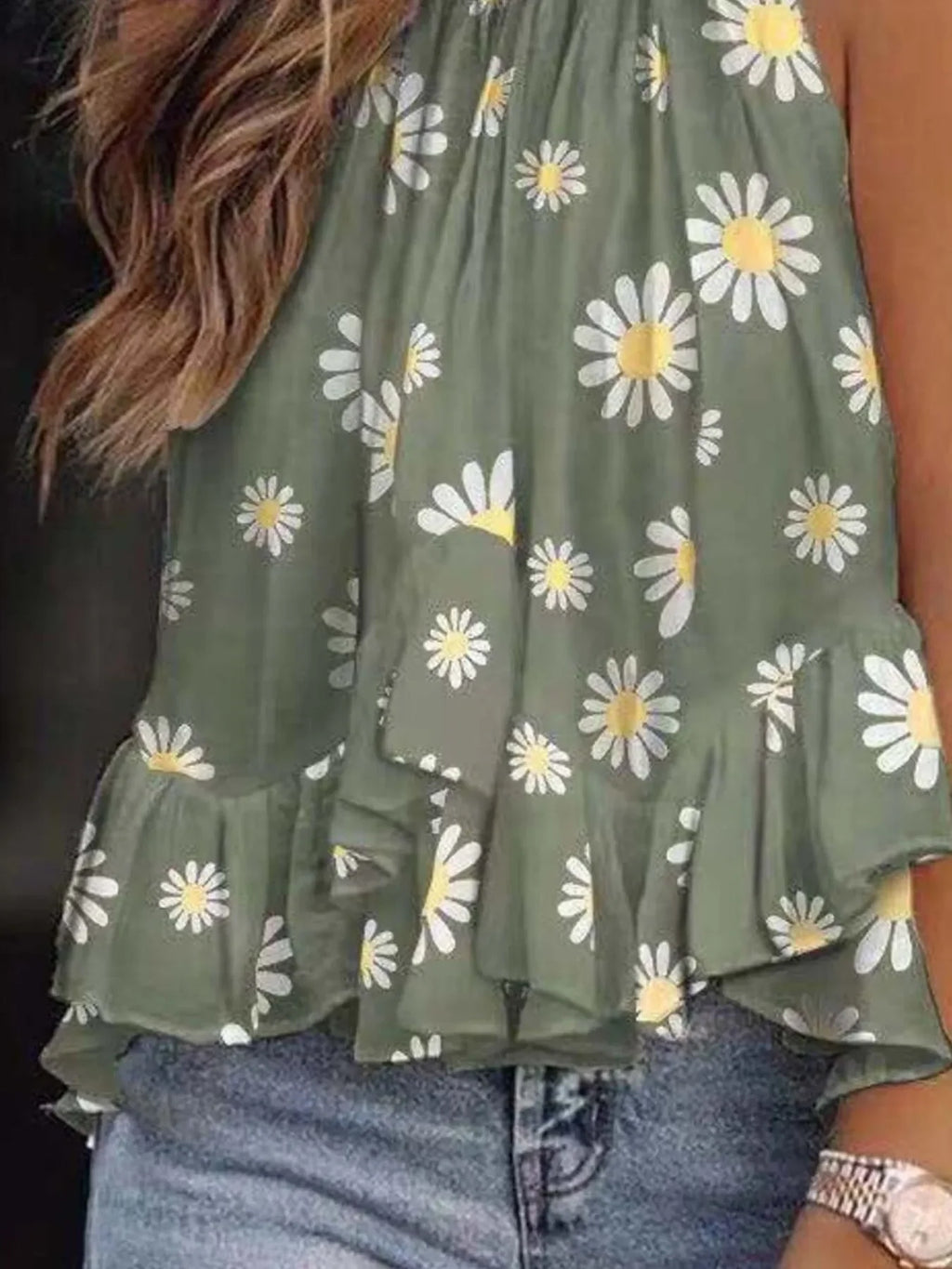 Ruffled Printed Halter Neck Cami Top - tif-shop24.de