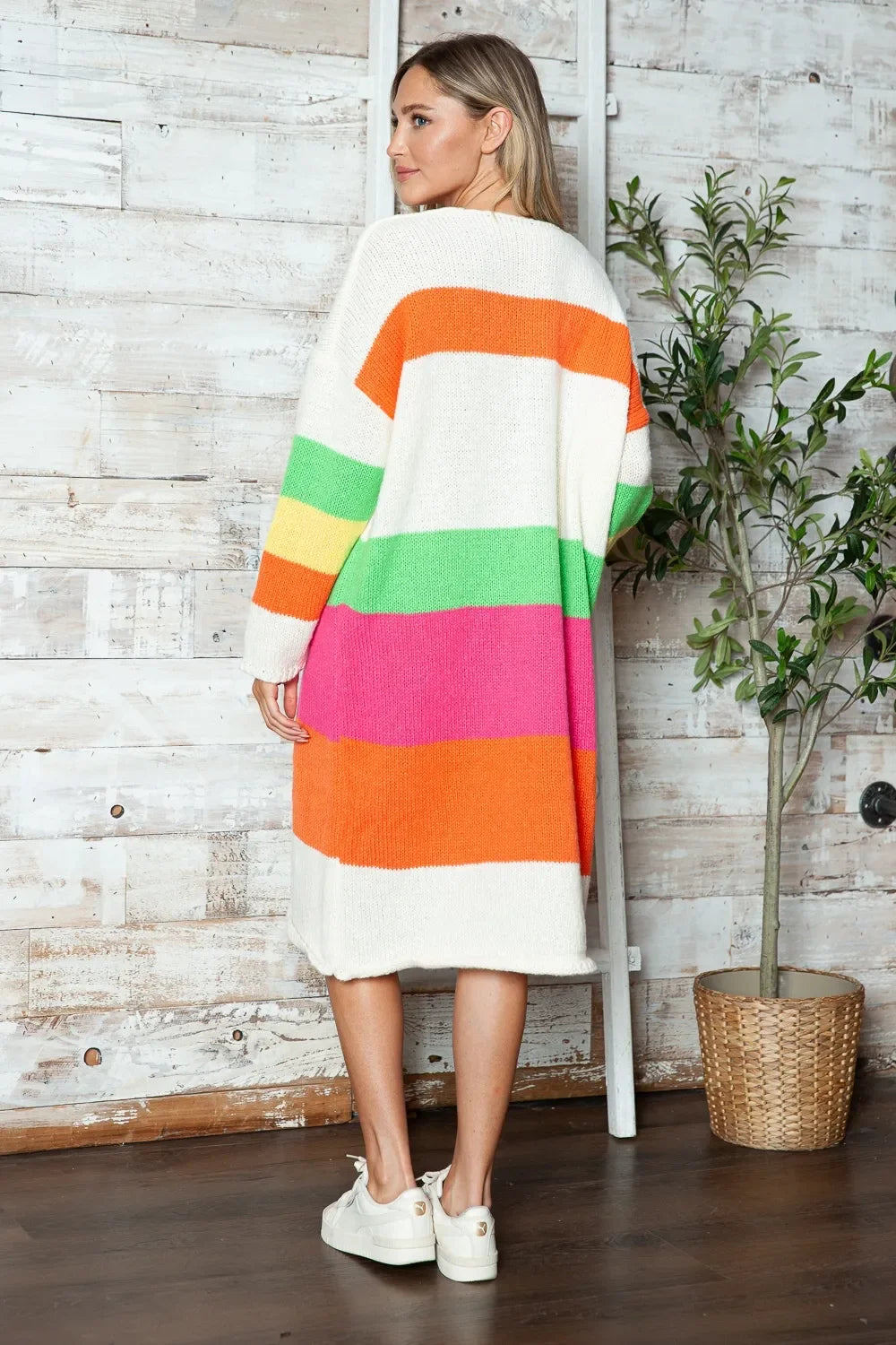 Color Block V-Neck Long Sleeve Sweater Dress - tif-shop24.de