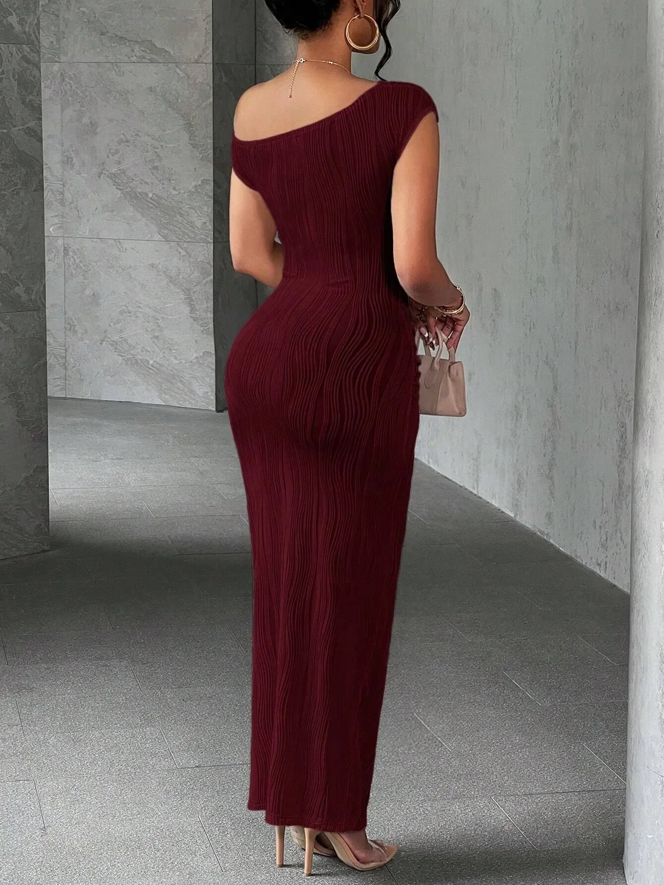Asymmetrical One Shoulder Bodycon Maxi Dress - tif-shop24.de