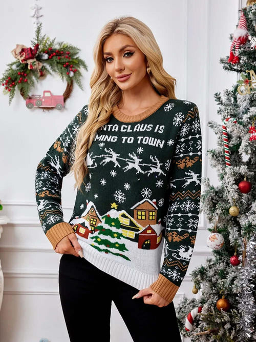 Casual round neck Christmas sweater mit lässigem Stil