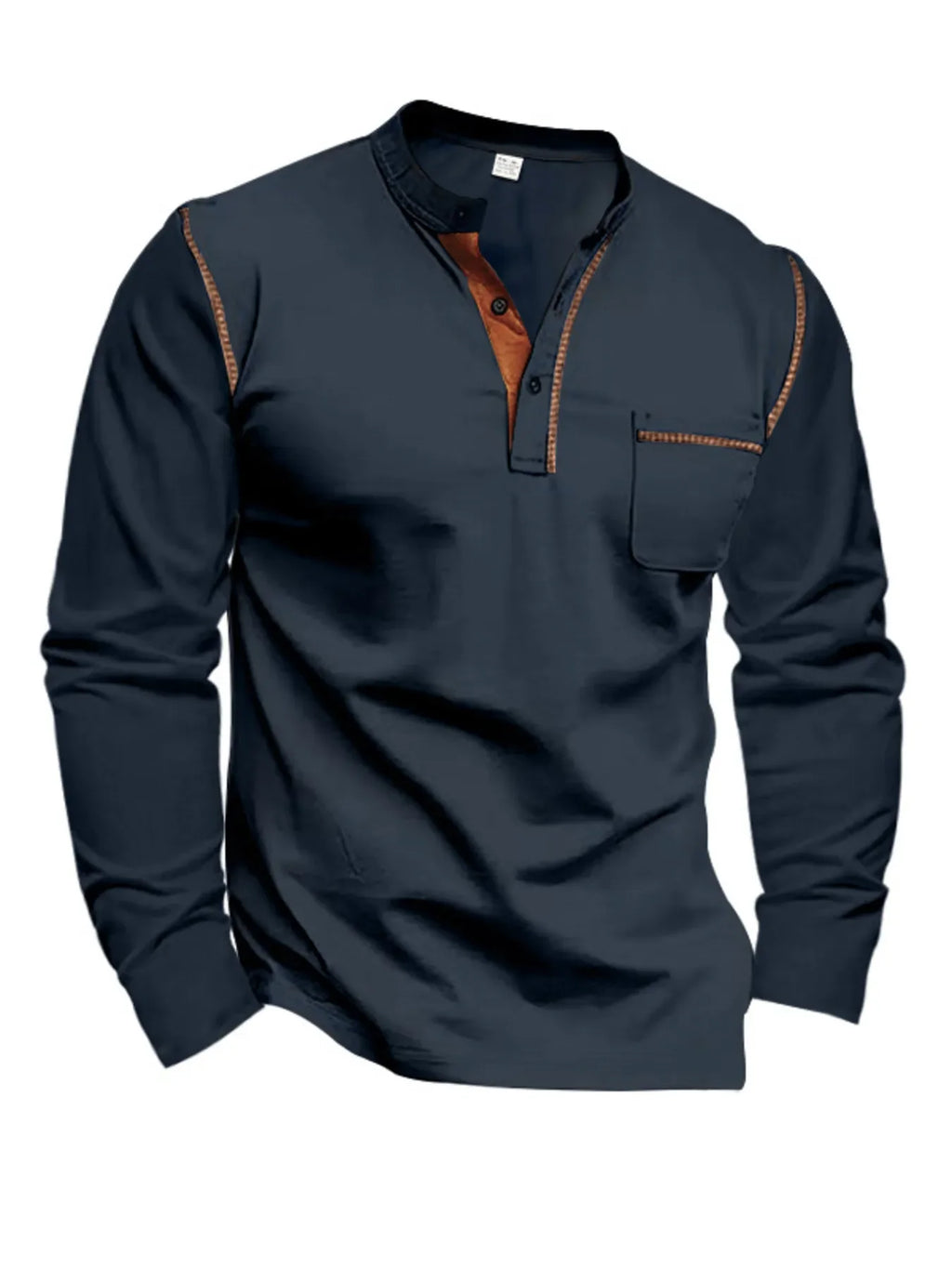 Men's Full Size Long Sleeve Polo with Contrast Trim Plus Size - tif-shop24.de