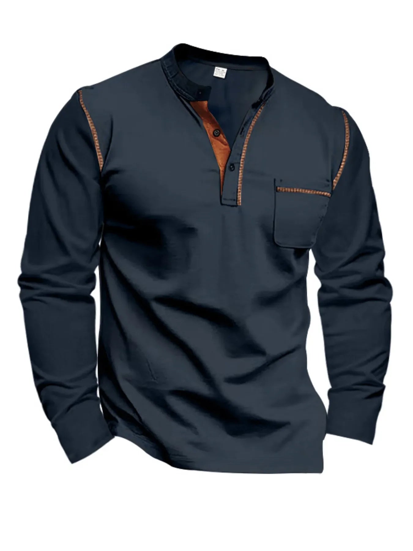 Men's Full Size Long Sleeve Polo with Contrast Trim Plus Size - tif-shop24.de