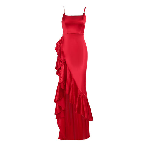 Sexy camisole ruffled slit dress for women