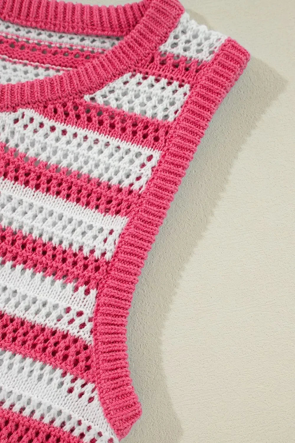 Stripe Hollowed Knit Sleeveless Sweater Dress - tif-shop24.de