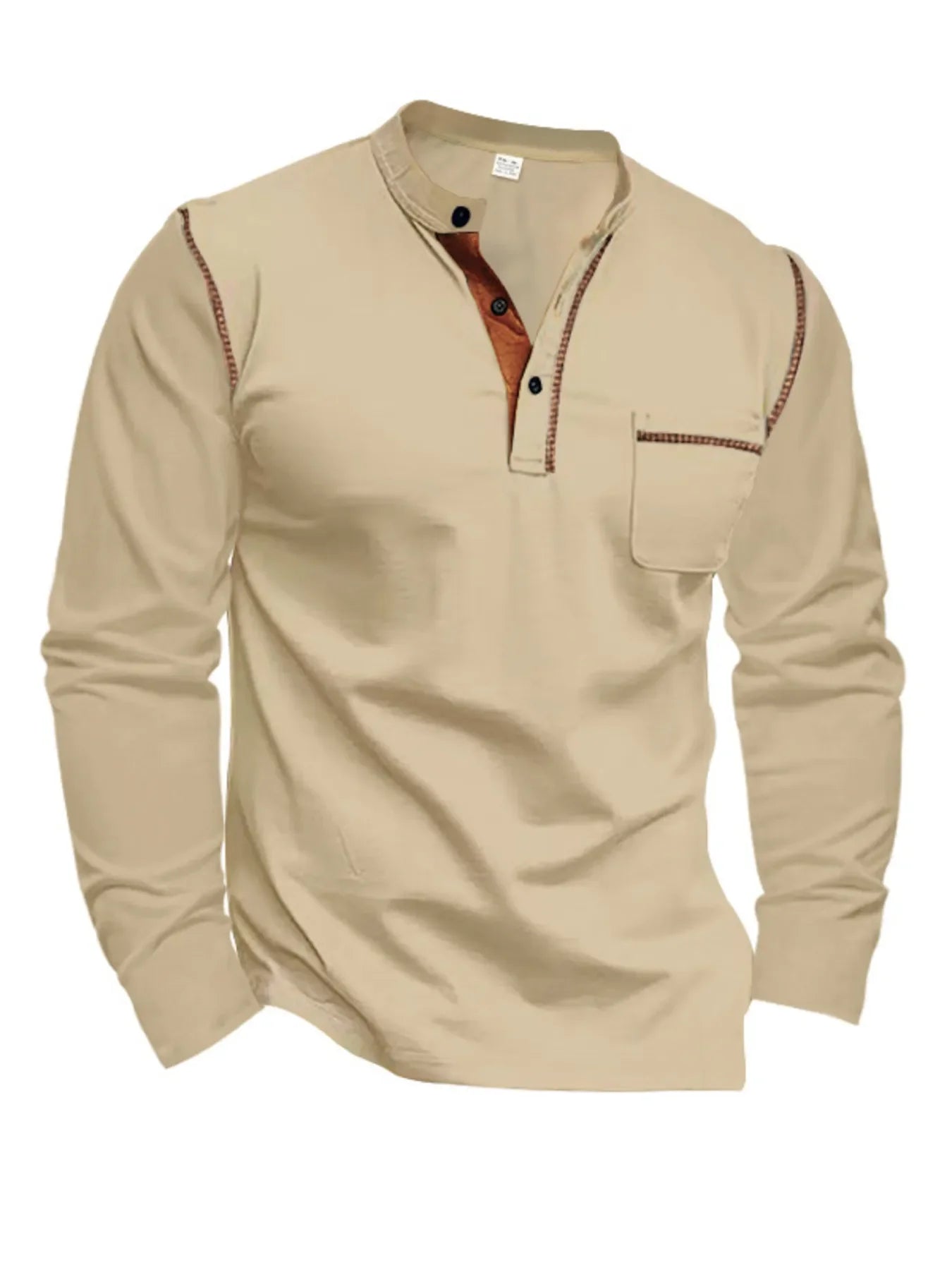 Men's Full Size Long Sleeve Polo with Contrast Trim Plus Size - tif-shop24.de
