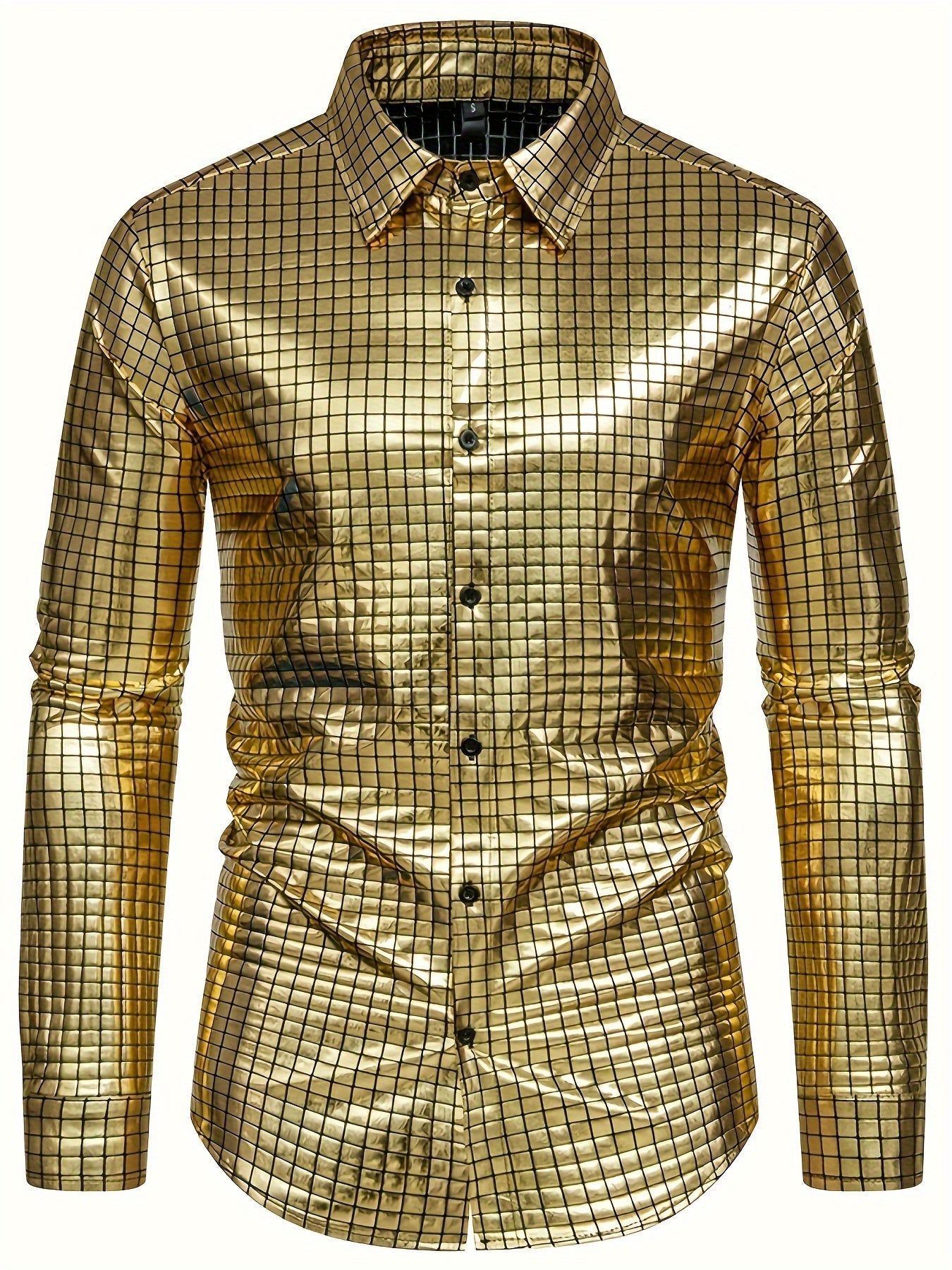 Sequin  Checkered Party Fashion Langarm-Knopfleiste Hemd, Frühling Herbst