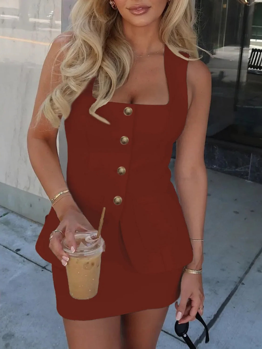 Square Neck Tank and Skirt Set - tif-shop24.de