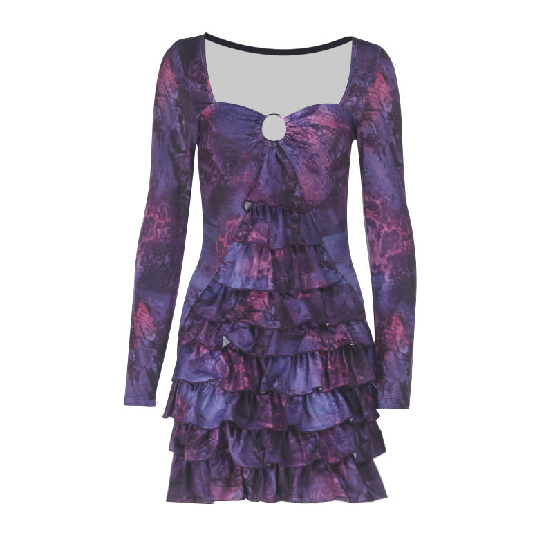 Long sleeved strapless cake mini dress