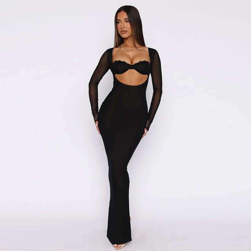 Lace hollow black spicy girl sexy long skirt - tif-shop24.de