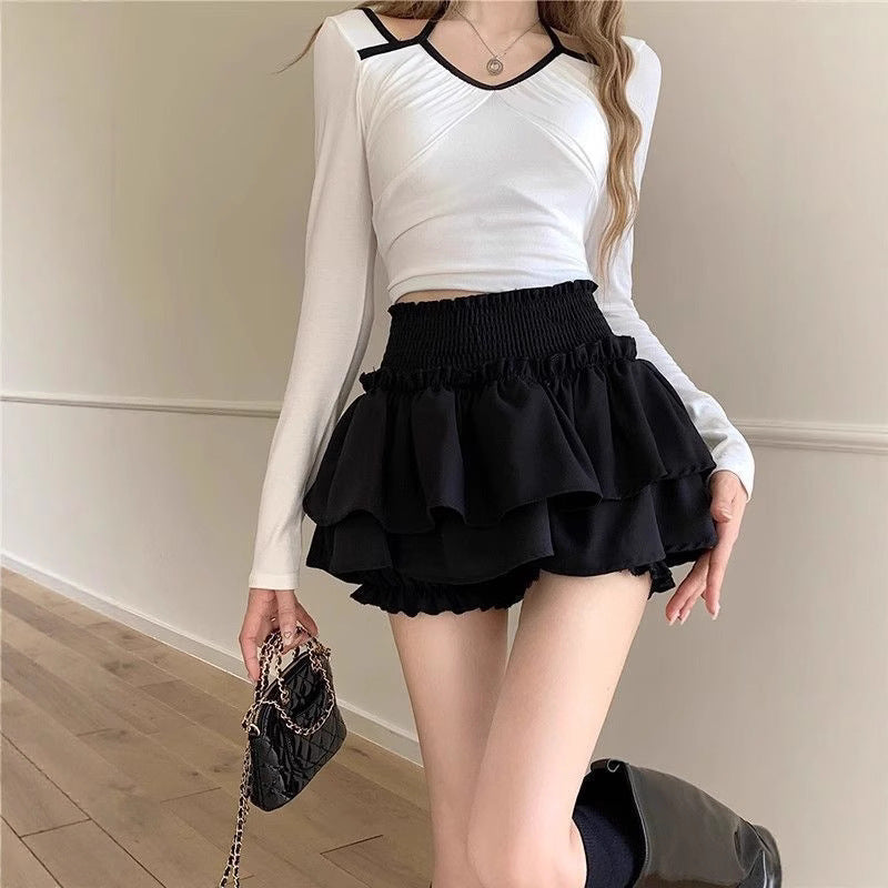Ballet Style Skirt Women SummerHigh Waist Slim Fit Design Sweet Spicy Cake Puff Short Skirt