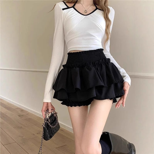 Ballet Style Skirt Women SummerHigh Waist Slim Fit Design Sweet Spicy Cake Puff Short Skirt