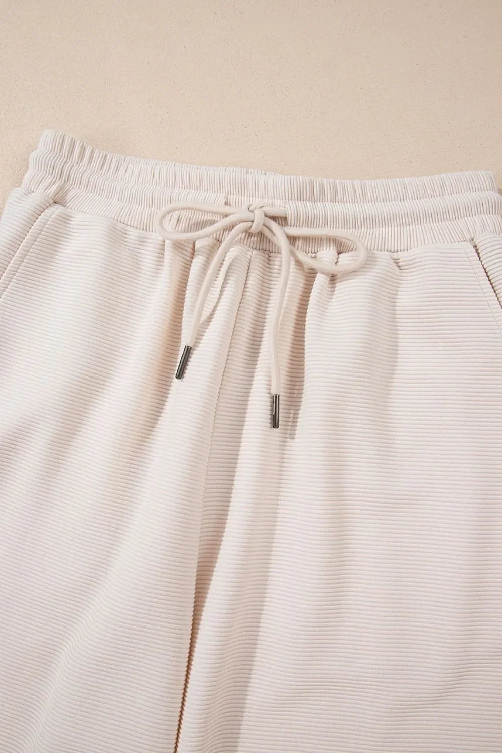 Textured Ruffled Sleeve Zipped Top and Wide Leg Pants Set - tif-shop24.de