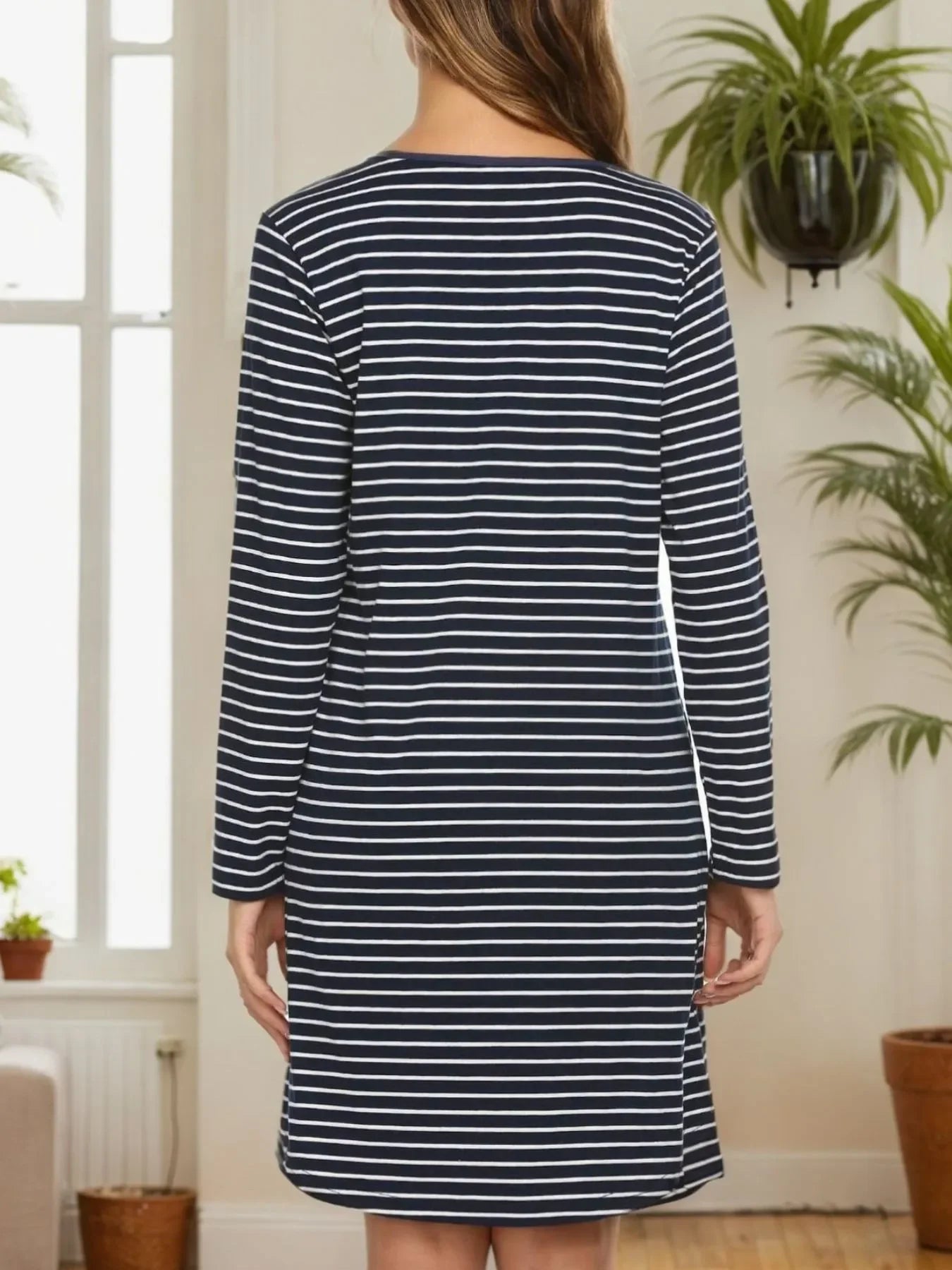 Striped Long Sleeve Lounge Dress - tif-shop24.de