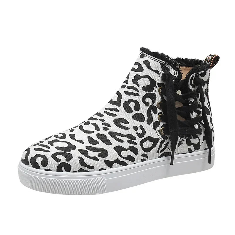 Lace-Up Round Toe Canvas Boots with Side Zip - tif-shop24.de