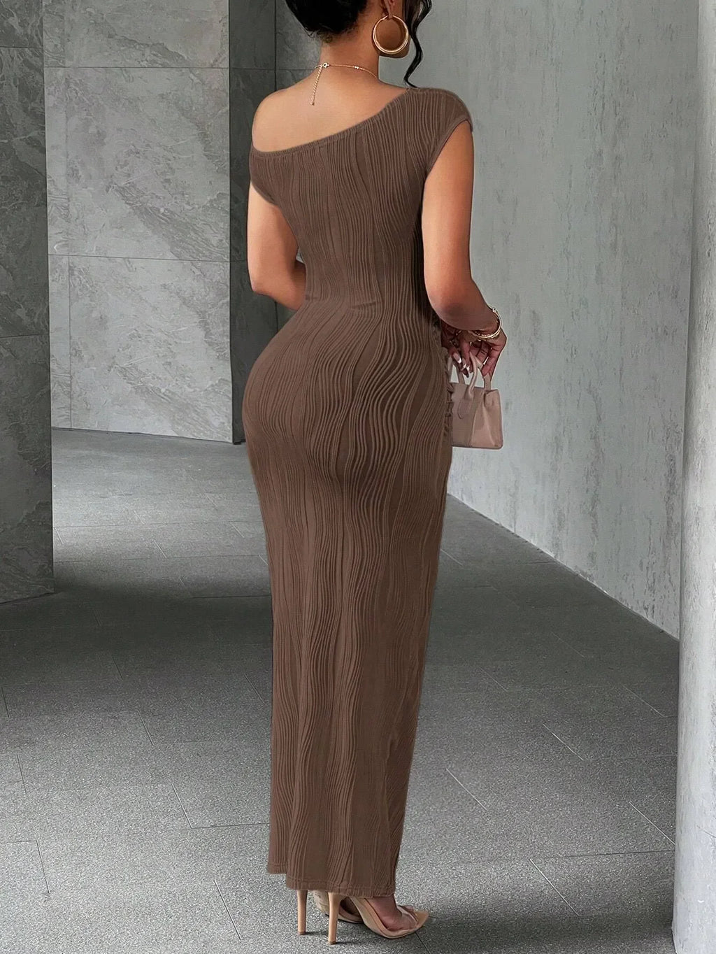 Asymmetrical One Shoulder Bodycon Maxi Dress - tif-shop24.de