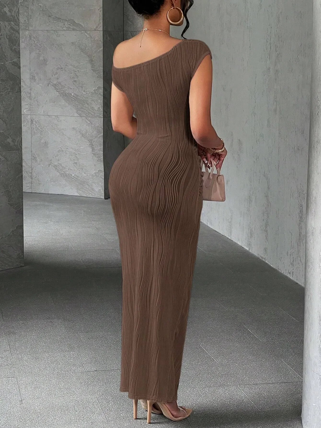 Asymmetrical One Shoulder Bodycon Maxi Dress - tif-shop24.de