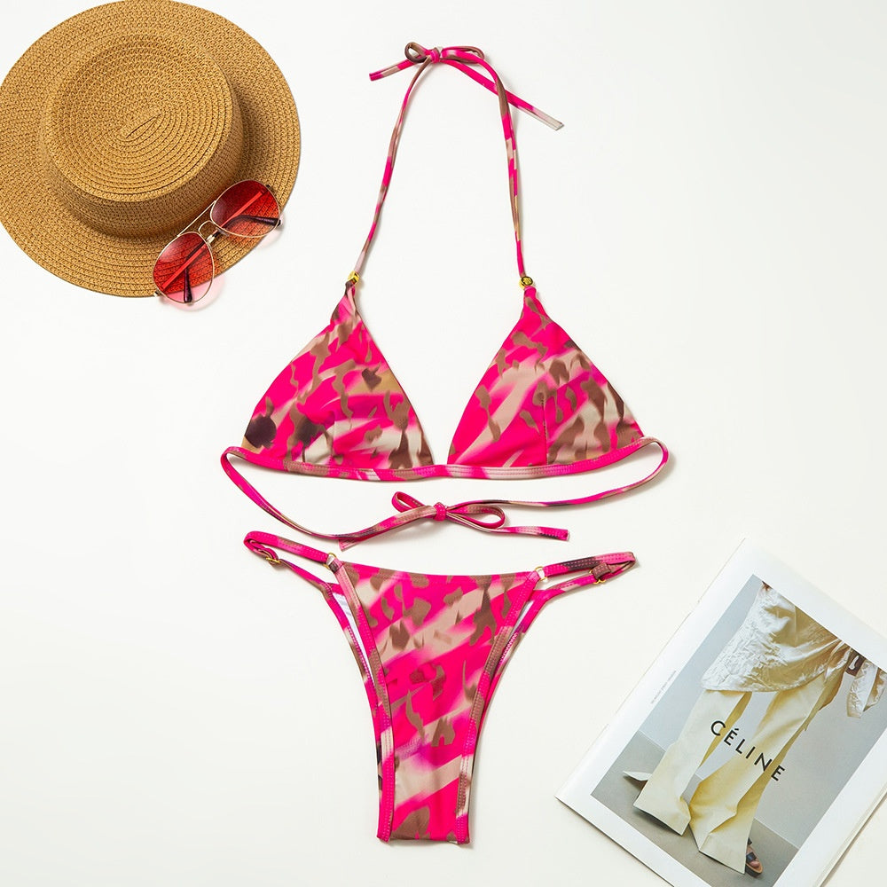 Bikini Set European and American Style Printed Strap Chiffon Suit