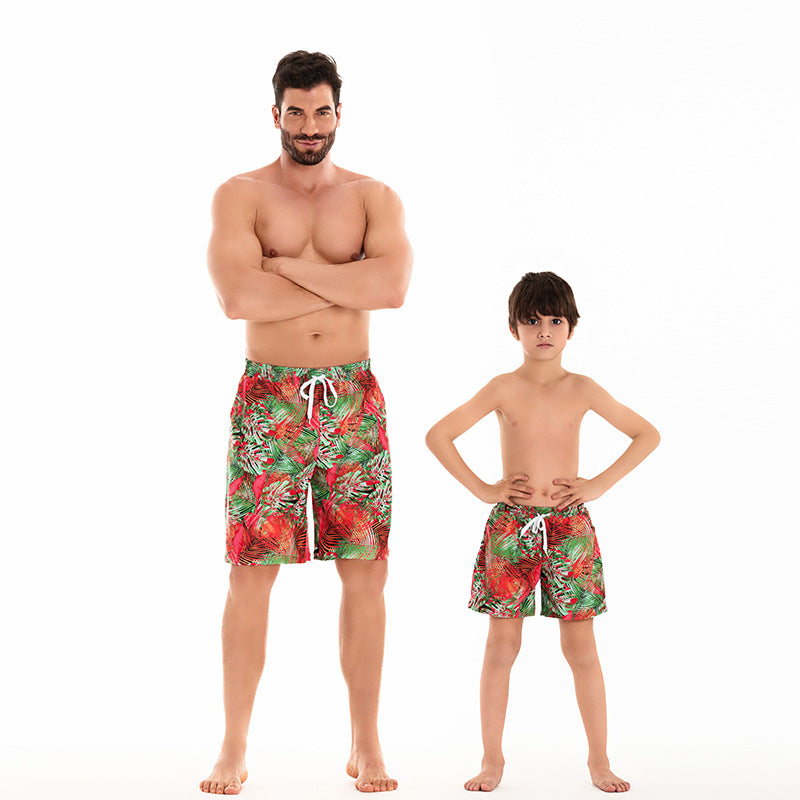 Family Matching Swimwear Set for Parents and Kids, New Style Bikini for Mom and Daughter, Swim Trunks for Dad and Son, Elastic Waist Swimming Suits for Brothers and Sisters