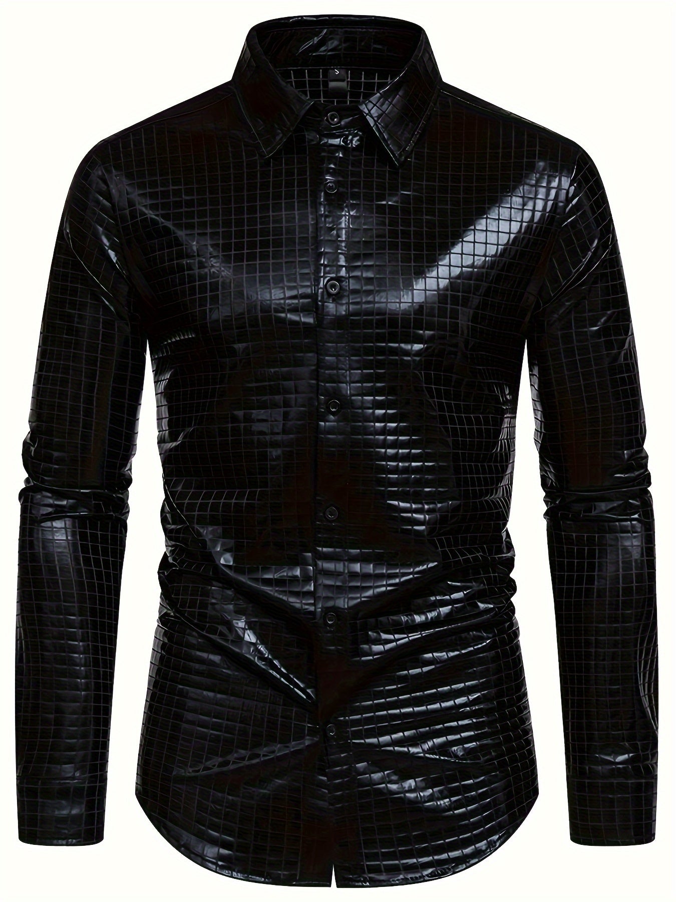 Sequin  Checkered Party Fashion Langarm-Knopfleiste Hemd, Frühling Herbst