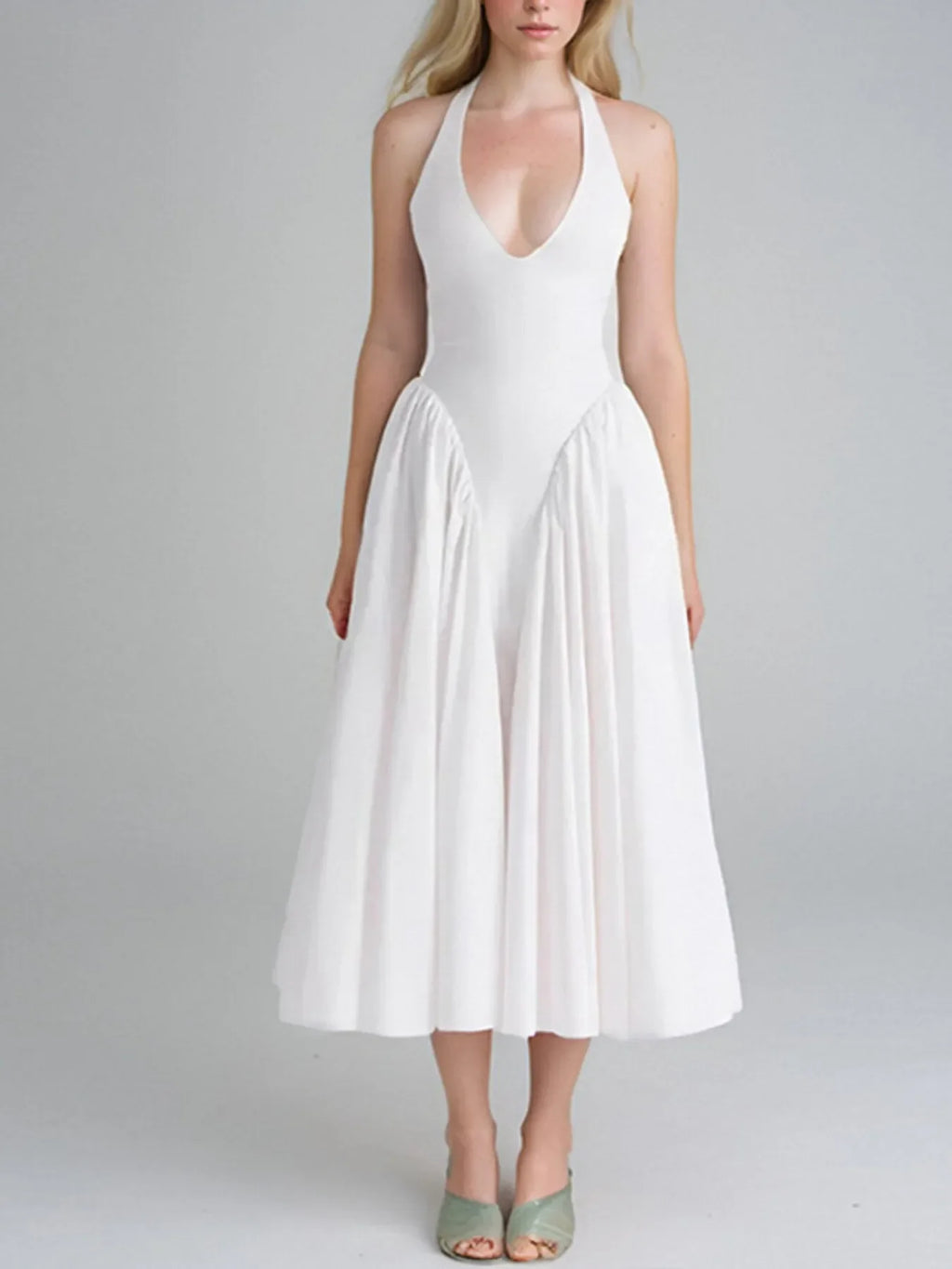 Full Size Ruched Halter Neck Midi Dress Plus Size - tif-shop24.de