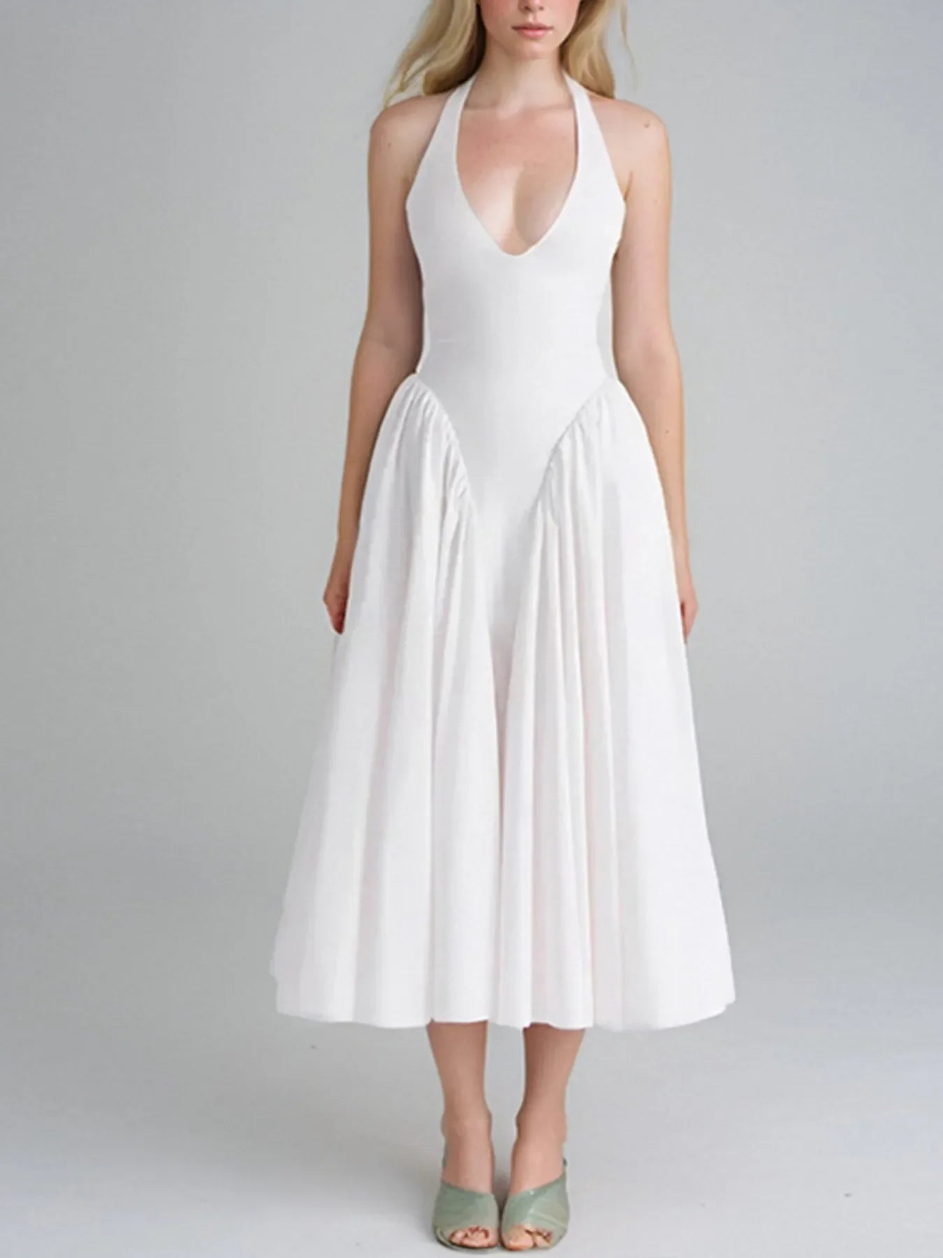 Full Size Ruched Halter Neck Midi Dress Plus Size - tif-shop24.de