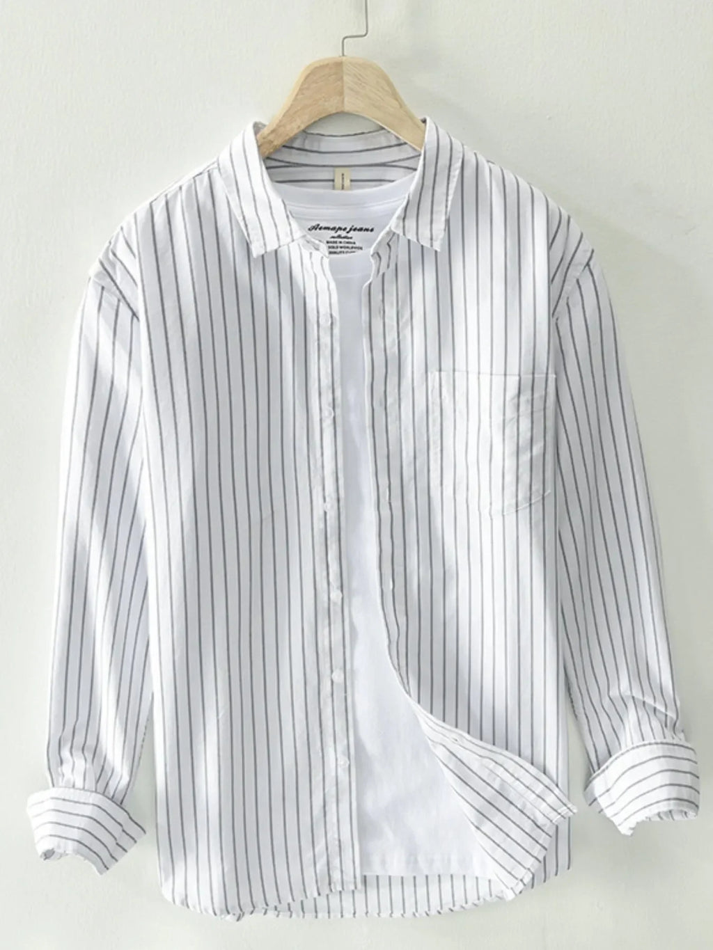 Men's Plus Size Striped Button Up Long Sleeve Shirt - tif-shop24.de