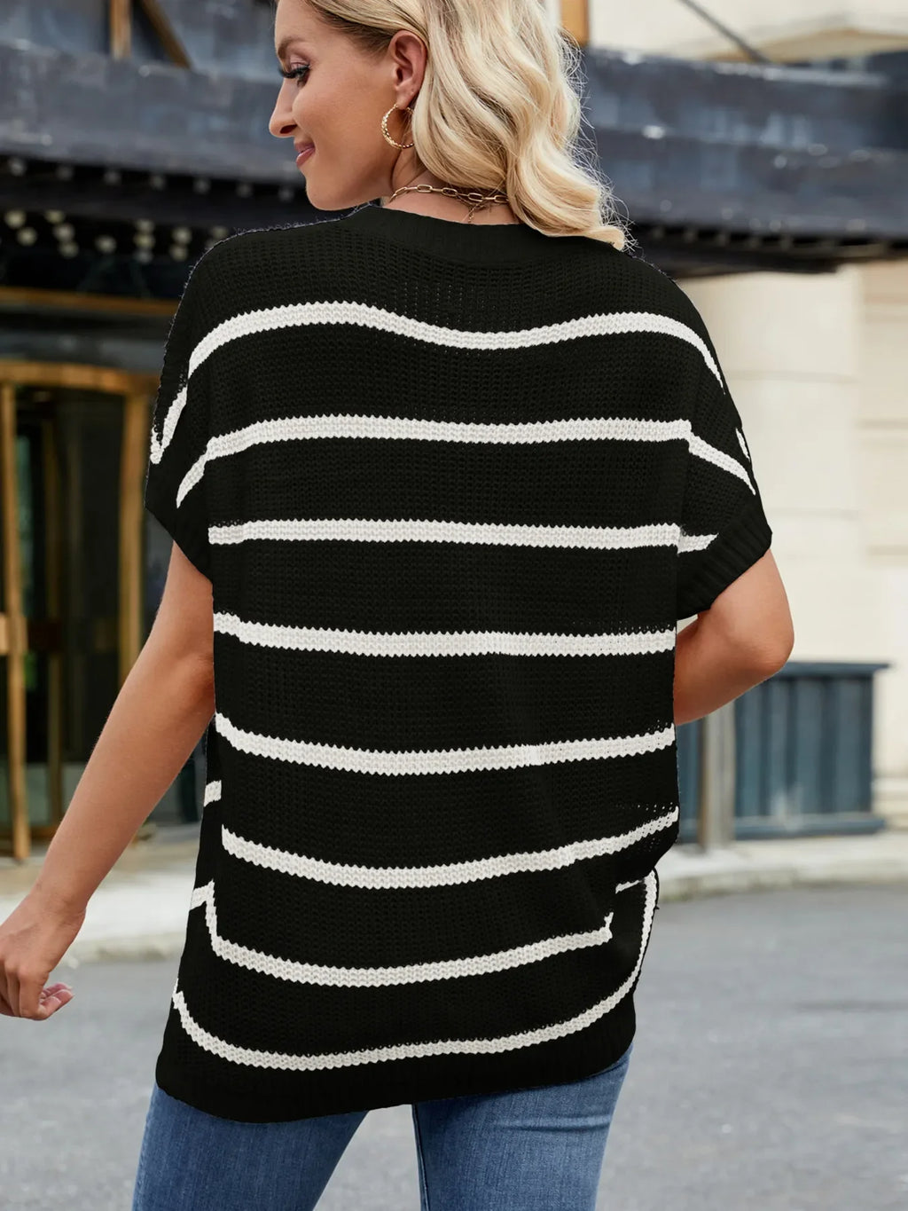 Striped Oversized Casual Sweater with Relaxed Fit - tif-shop24.de