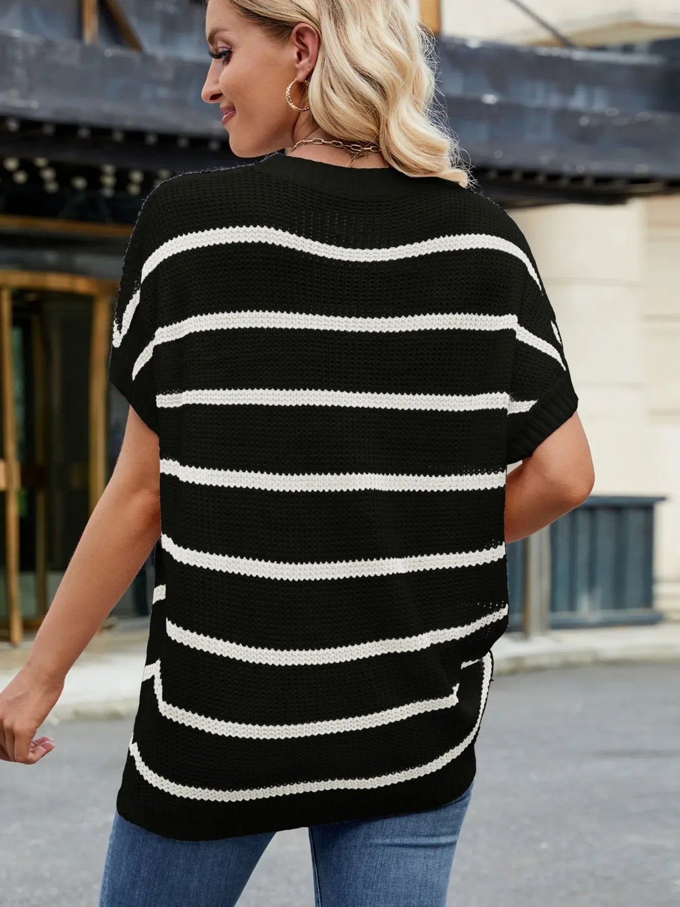 Striped Oversized Casual Sweater with Relaxed Fit - tif-shop24.de