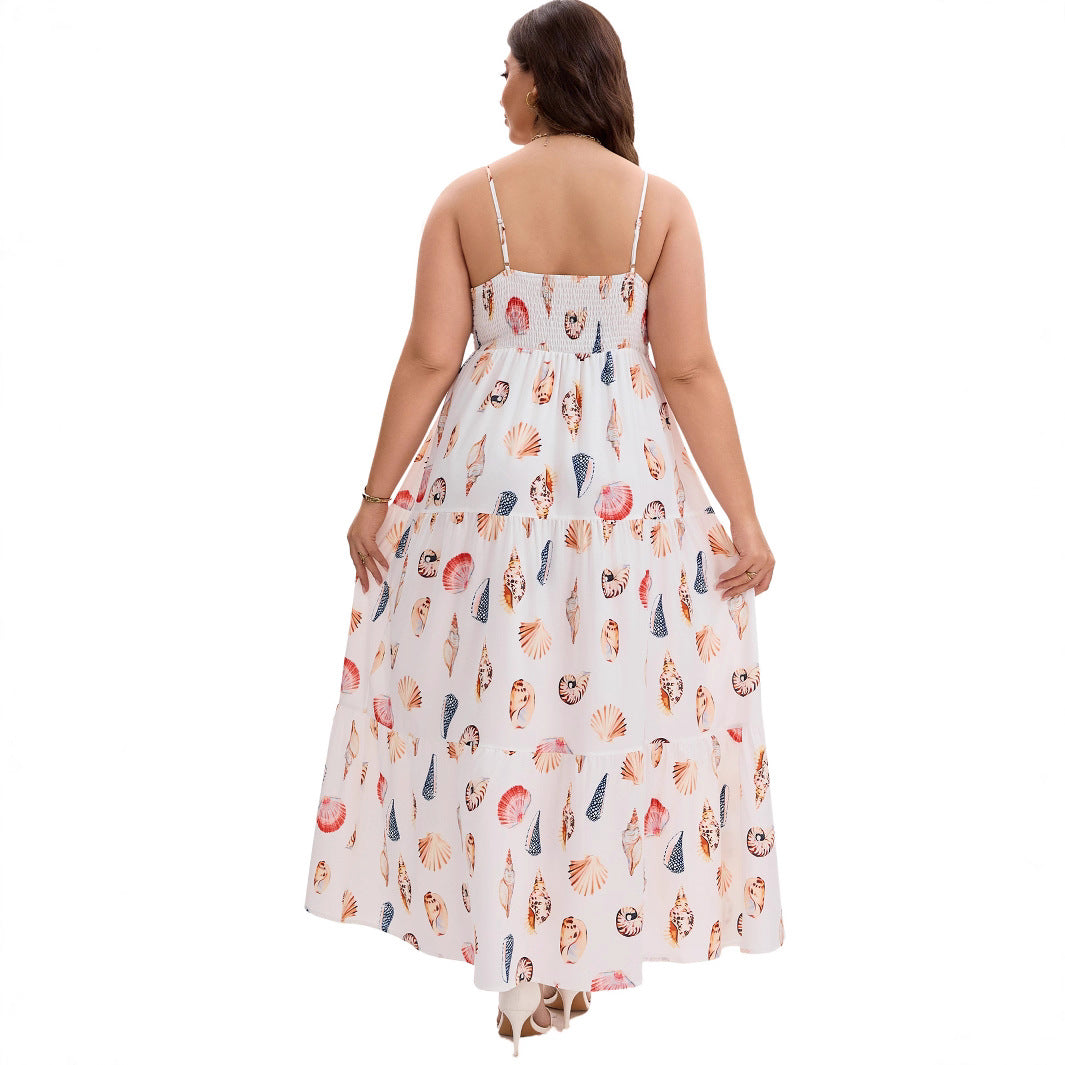 Fashionable Layered Beach Dress with Shell Pocket, Sleeveless Summer Maxi Dress for Women