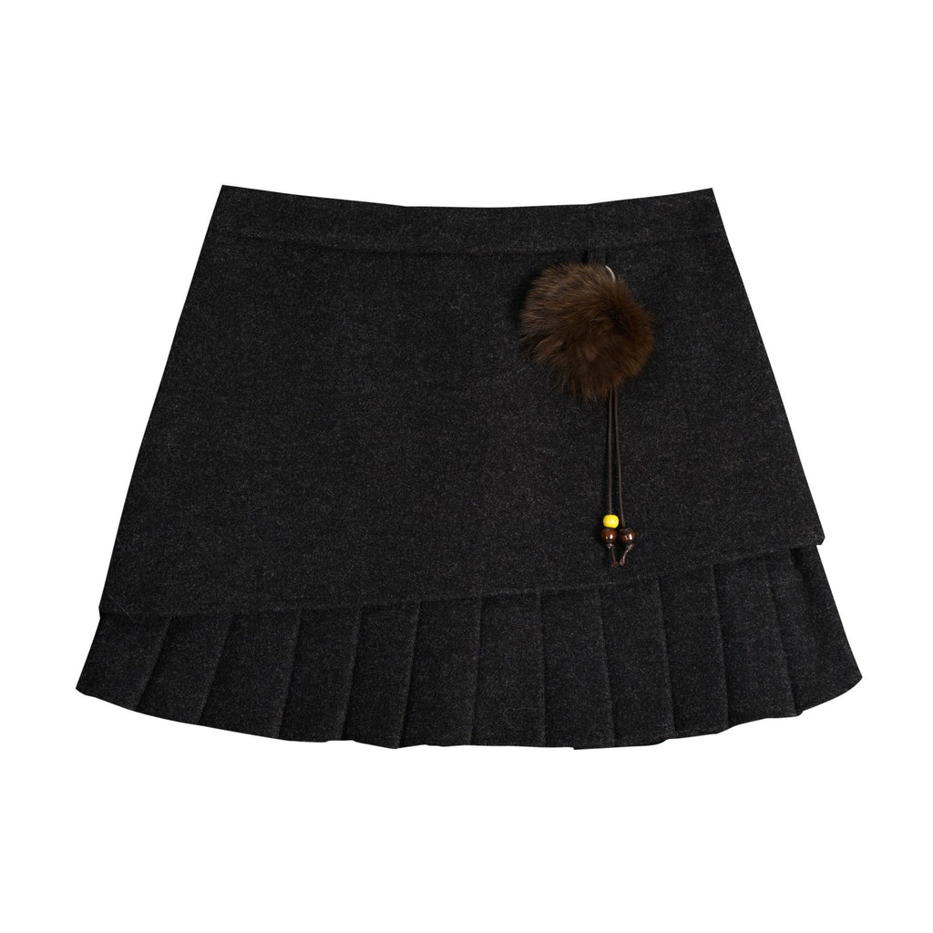 Irregular pleated high waisted A-line skirt