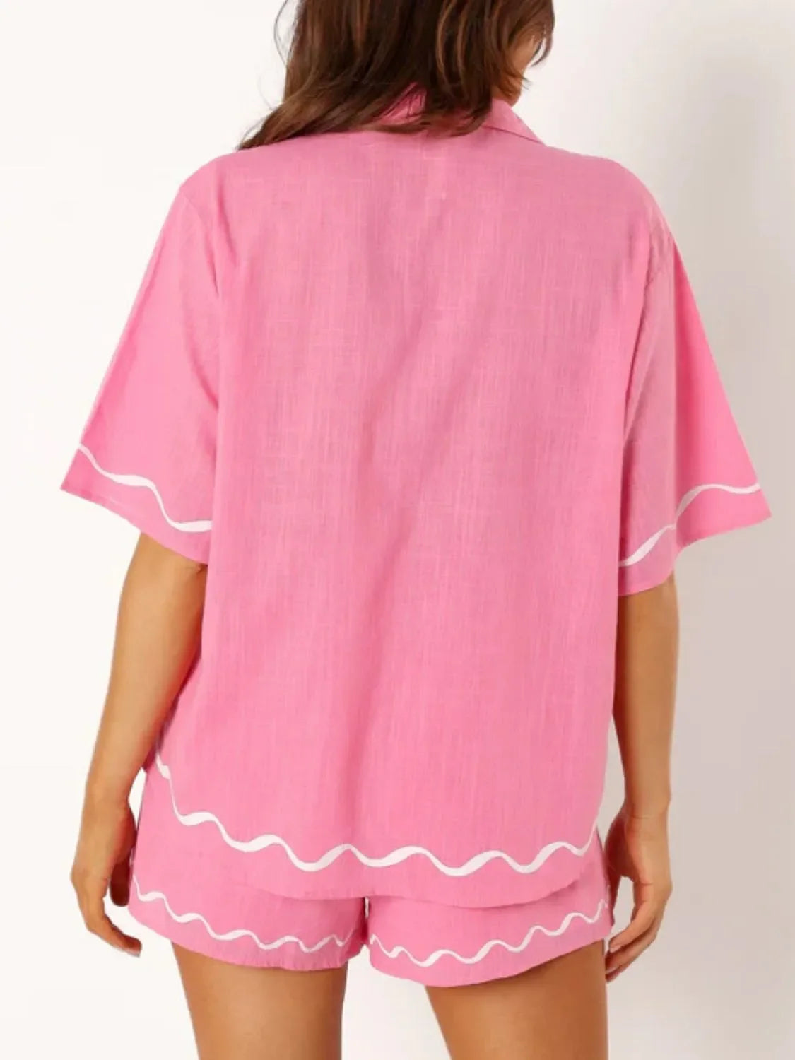 Button Up Half Sleeve Top and Shorts Set - tif-shop24.de