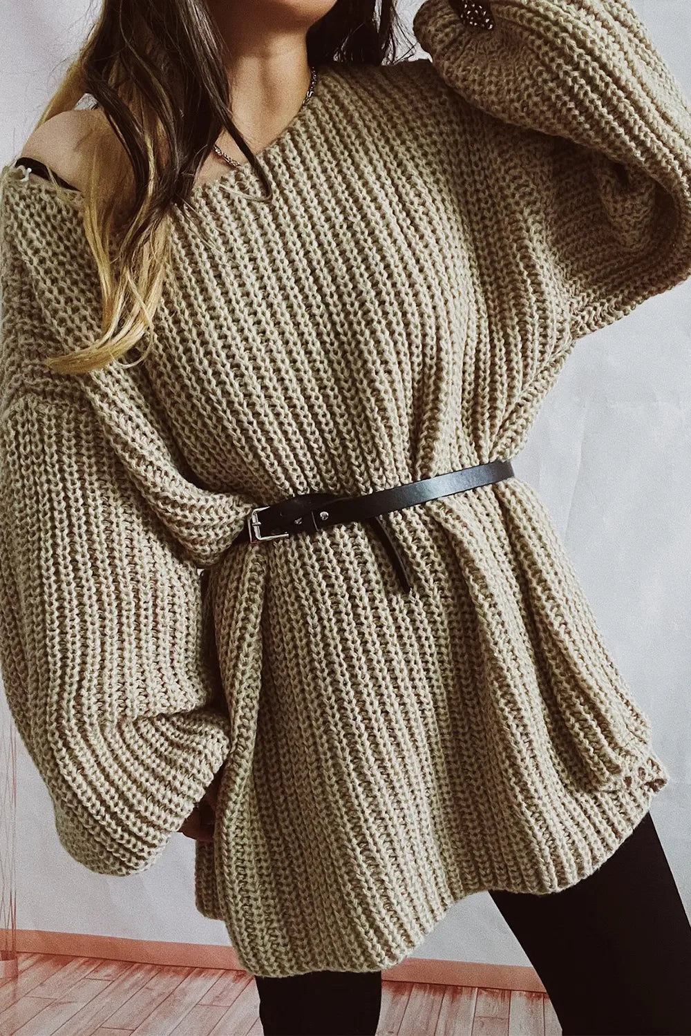 Boat Neck Dropped Shoulder Mini Sweater Dress - tif-shop24.de