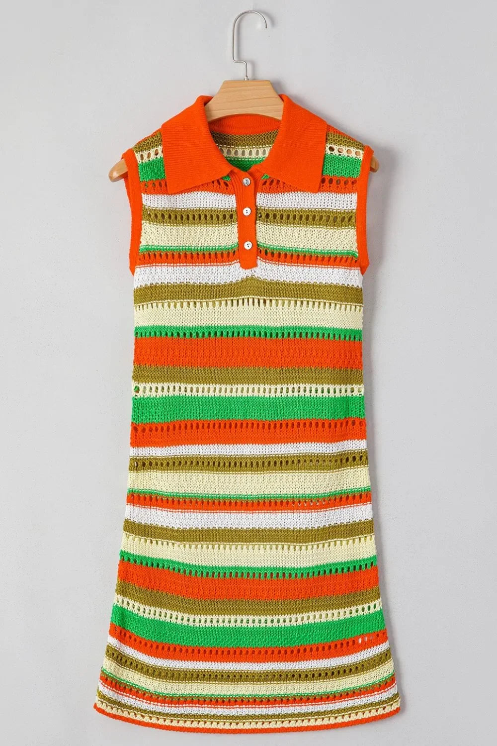Openwork Stripe Sleeveless Sweater Dress - tif-shop24.de