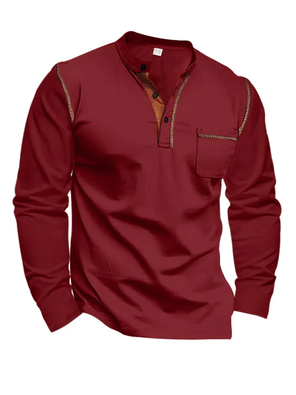 Men's Full Size Long Sleeve Polo with Contrast Trim Plus Size - tif-shop24.de