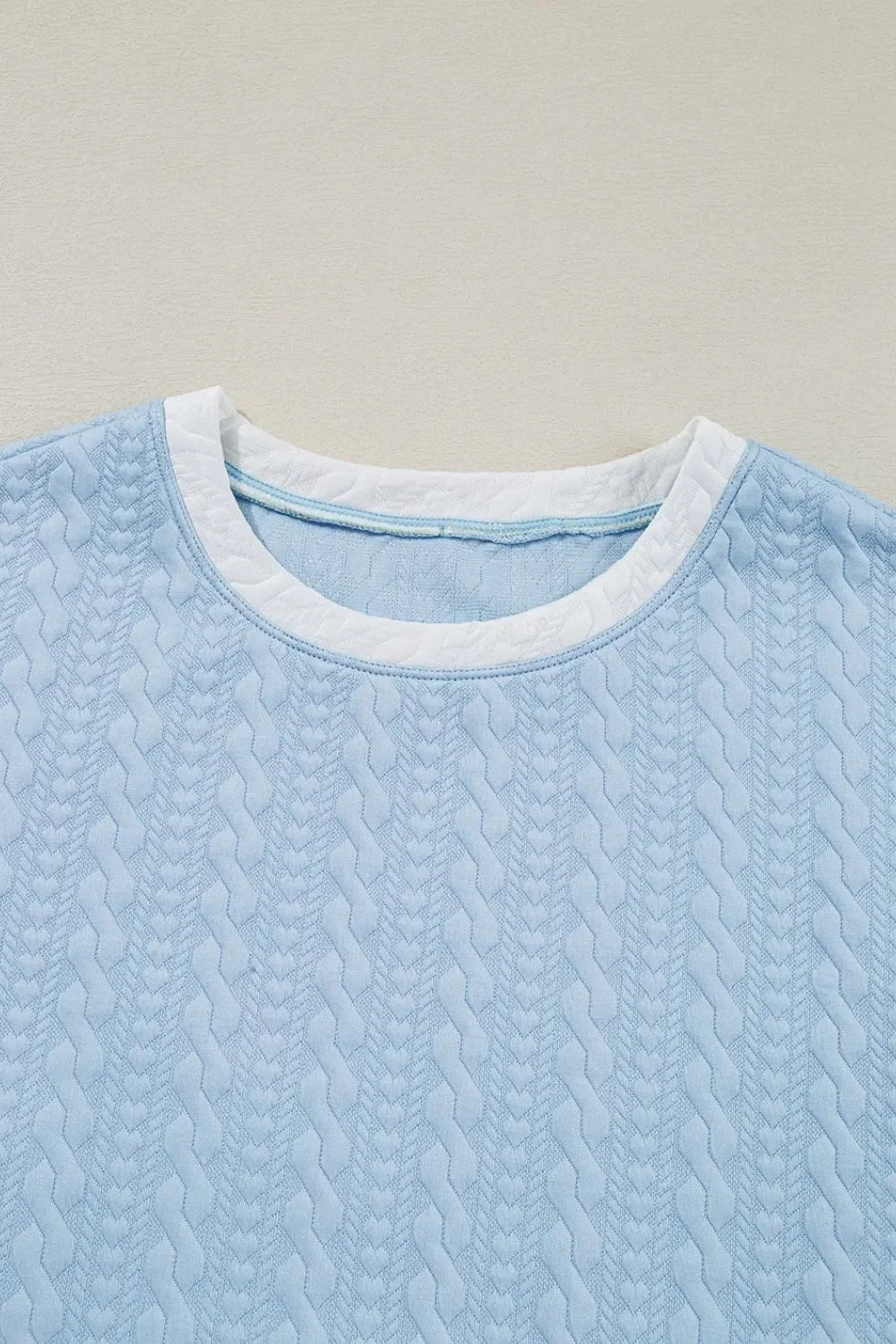 Textured Contrast Edge Top and High Waist Pants Set - tif-shop24.de