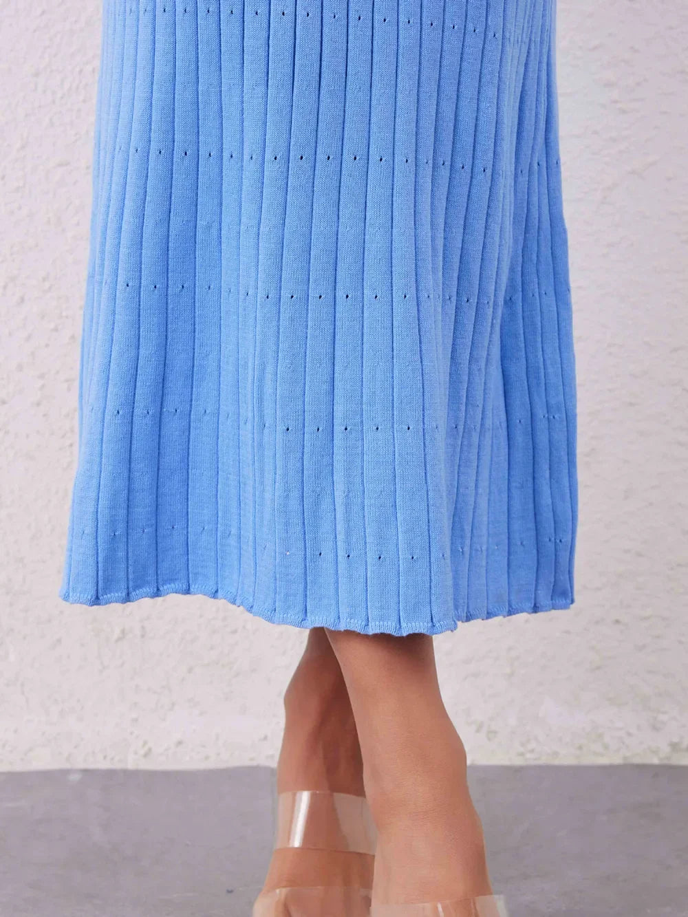 Contrast Trim Round Neck Long Sleeve Sweater Dress - tif-shop24.de