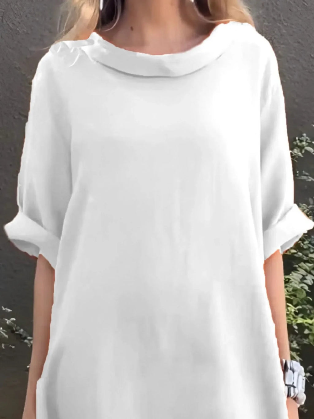 Full Size Casual Loose Fit Round Neck Midi Dress Plus Size - tif-shop24.de