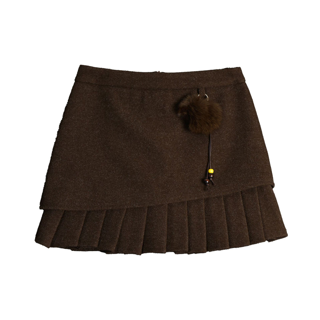 Irregular pleated high waisted A-line skirt