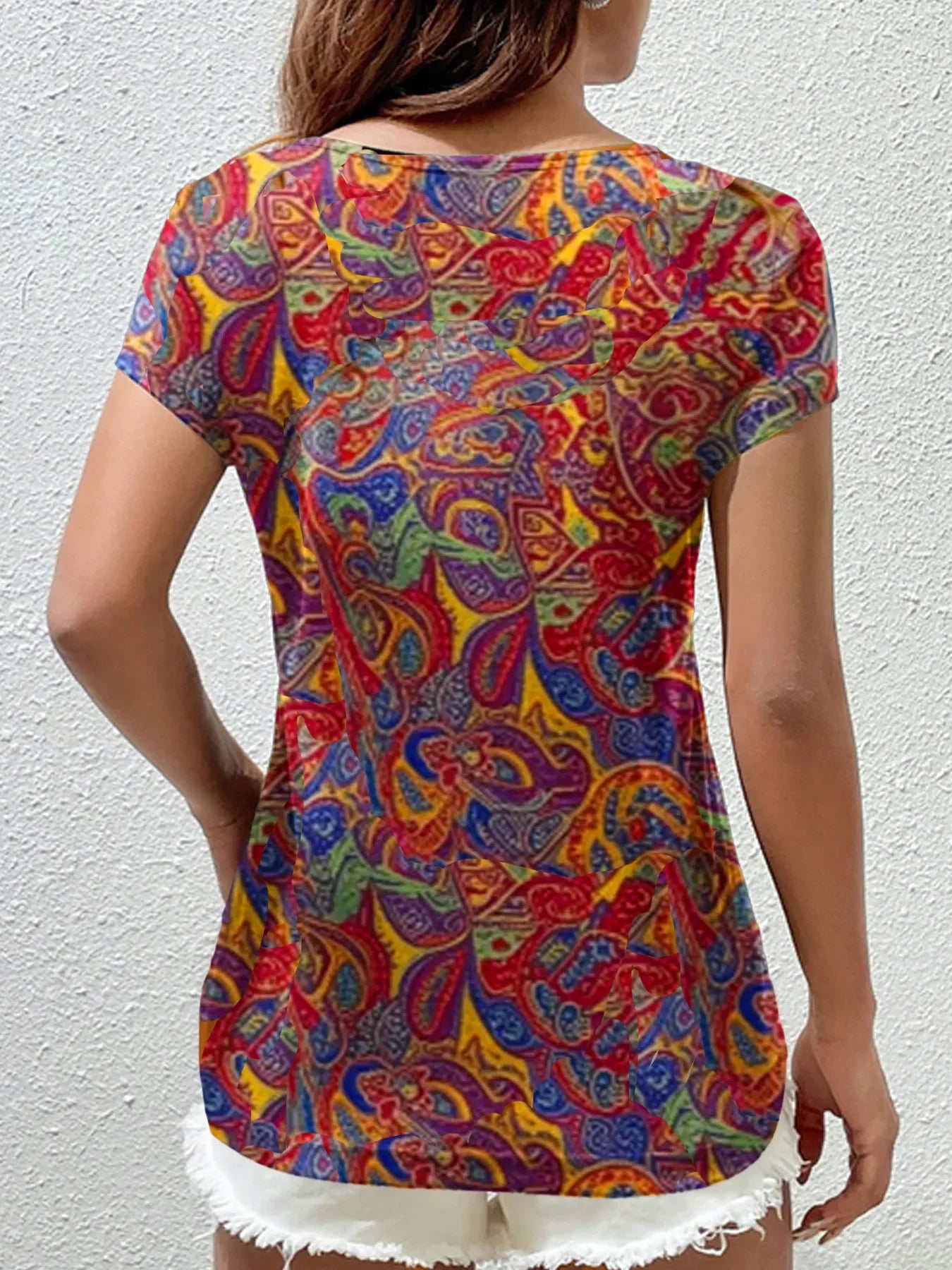 Paisley Print Short Sleeve T-Shirt - tif-shop24.de