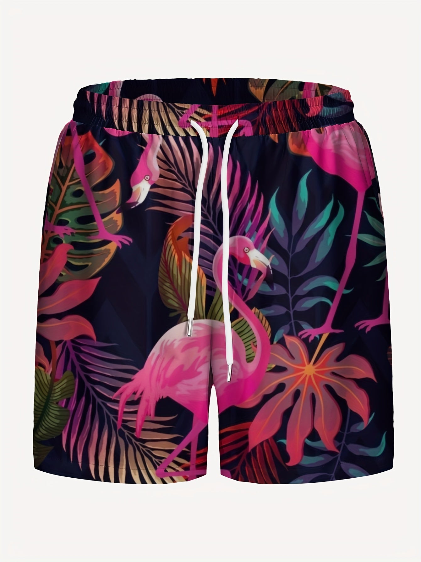 lockere Strandshorts ,Shorts mit Kordelzug und schnell trocknendem Flamingo-Muster, leichte Einzelschicht-Shorts ohne Netzinnenfutter