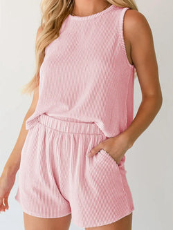 Round Neck Sleeveless Top and Shorts Set - tif-shop24.de