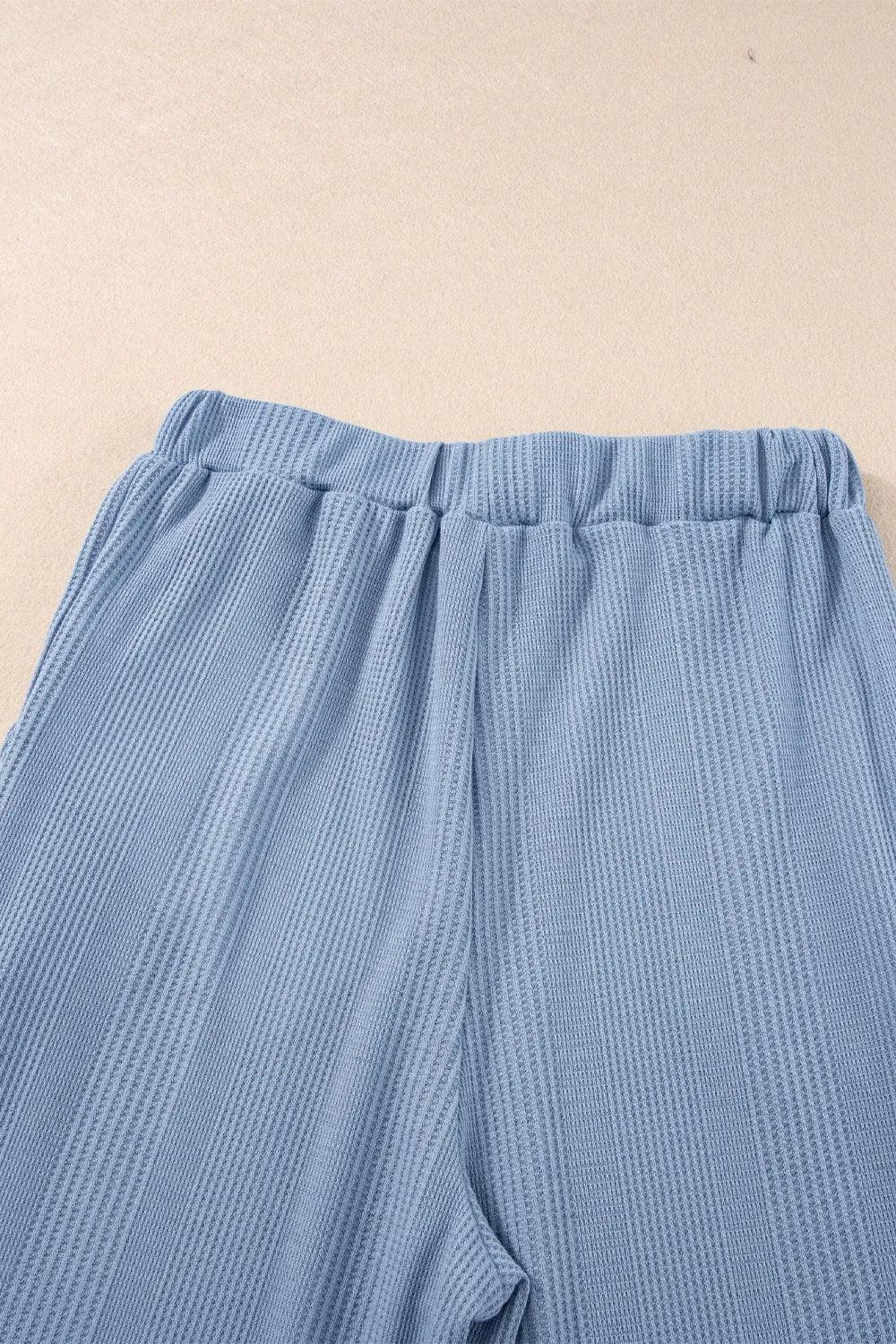 Color Ribbed Ruffle Tank Top and Pants Set - tif-shop24.de